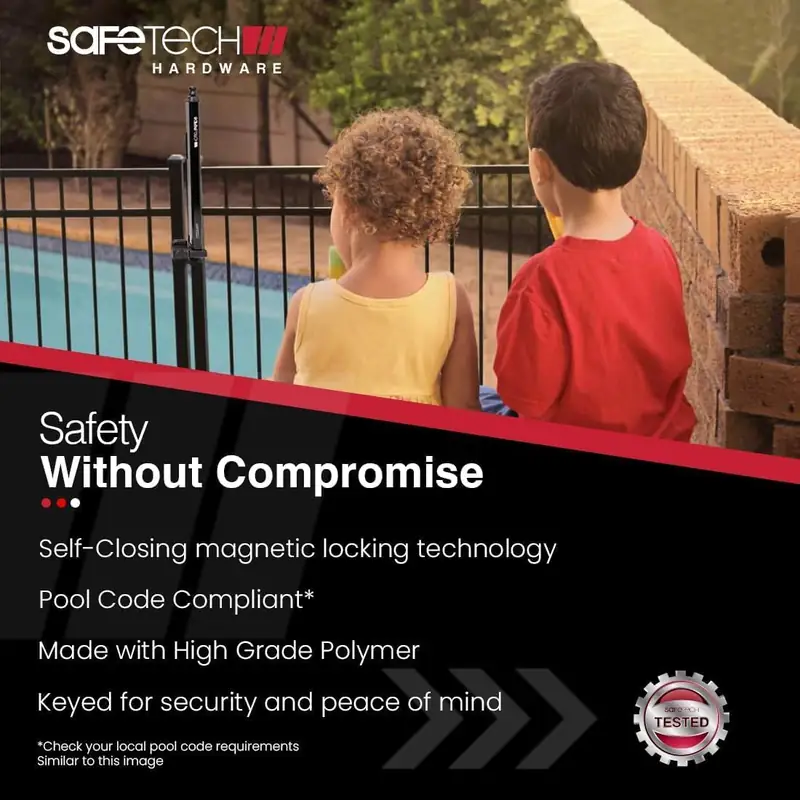 Safetech key-lockable magnetic top-pull gate latch